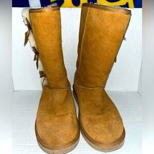 UGG BAILEY BOW II TALL CHESTNUT SUEDE WATERPROOF WOMEN'S BOOTS SIZE US 9